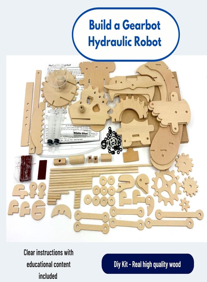 Pathfinders STEM Kits- Hydraulic Gearbot - Wooden STEM Building Catapult | Build-It-Yourself Hydraulic Robot with Gears & Launcher | Educational Engineering Toy & Gift Teens and Adults - Image 2